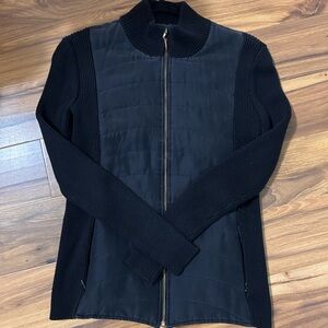 Black Quilted Vest with Gold Zipper